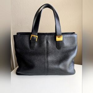EUC Vintage Burberry black leather tote bag